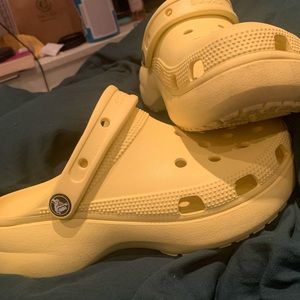 Yellow Platform Crocs